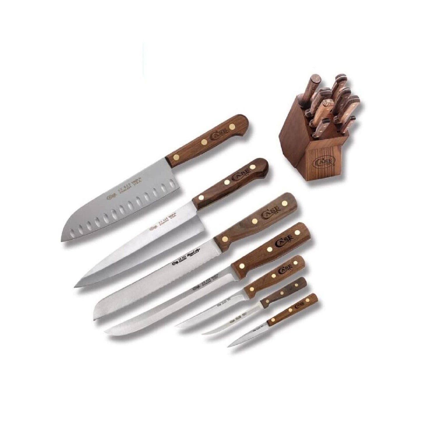 Case 9 Piece Walnut Kitchen Cutlery Set- USA