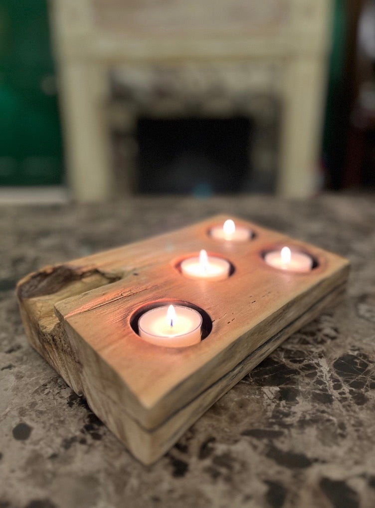 Oak Candle/Succulent Holder