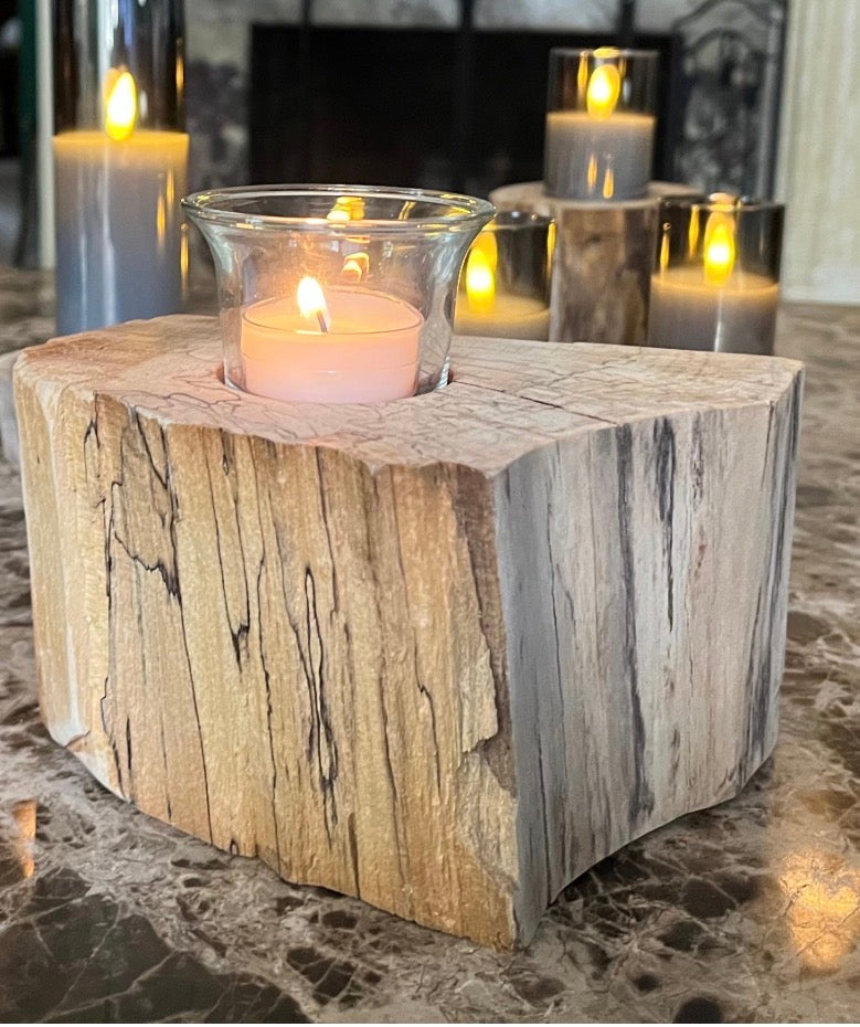 Spalted Maple Wooden Candle Holder/Succulent Planter