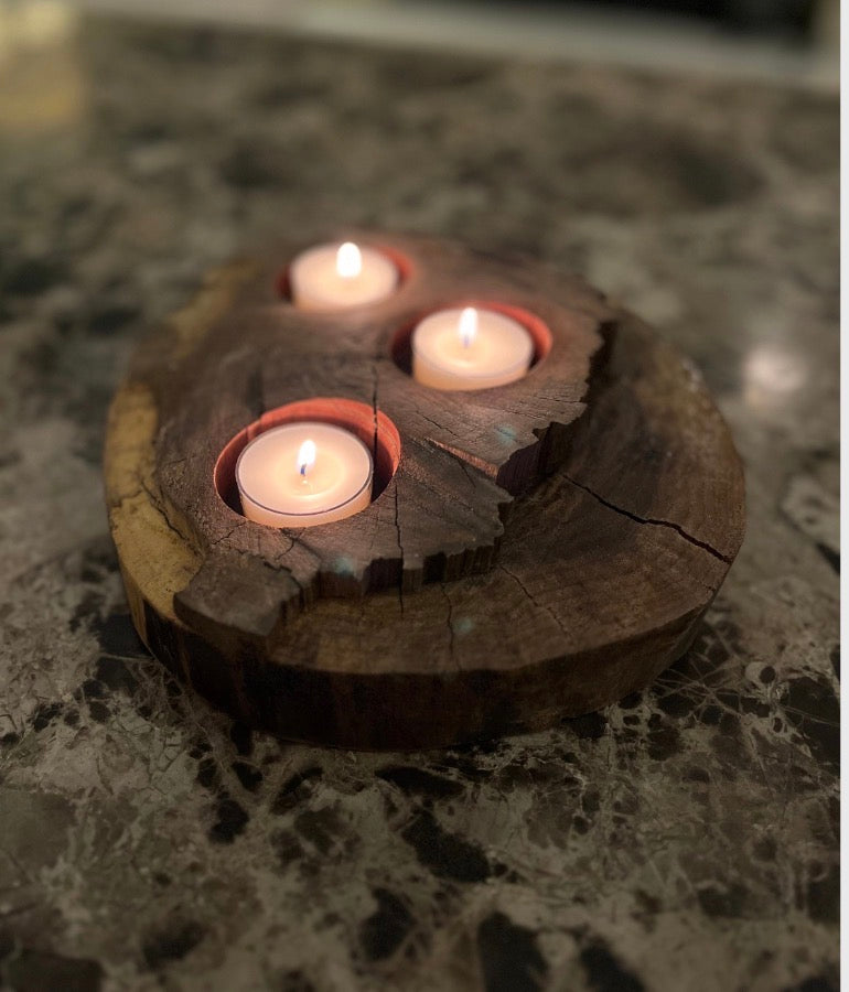 Black Walnut Candle/Succulent Holder