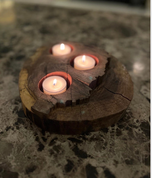 Black Walnut Candle/Succulent Holder