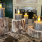 Oak 3 Piece Wooden Candle Holder Set