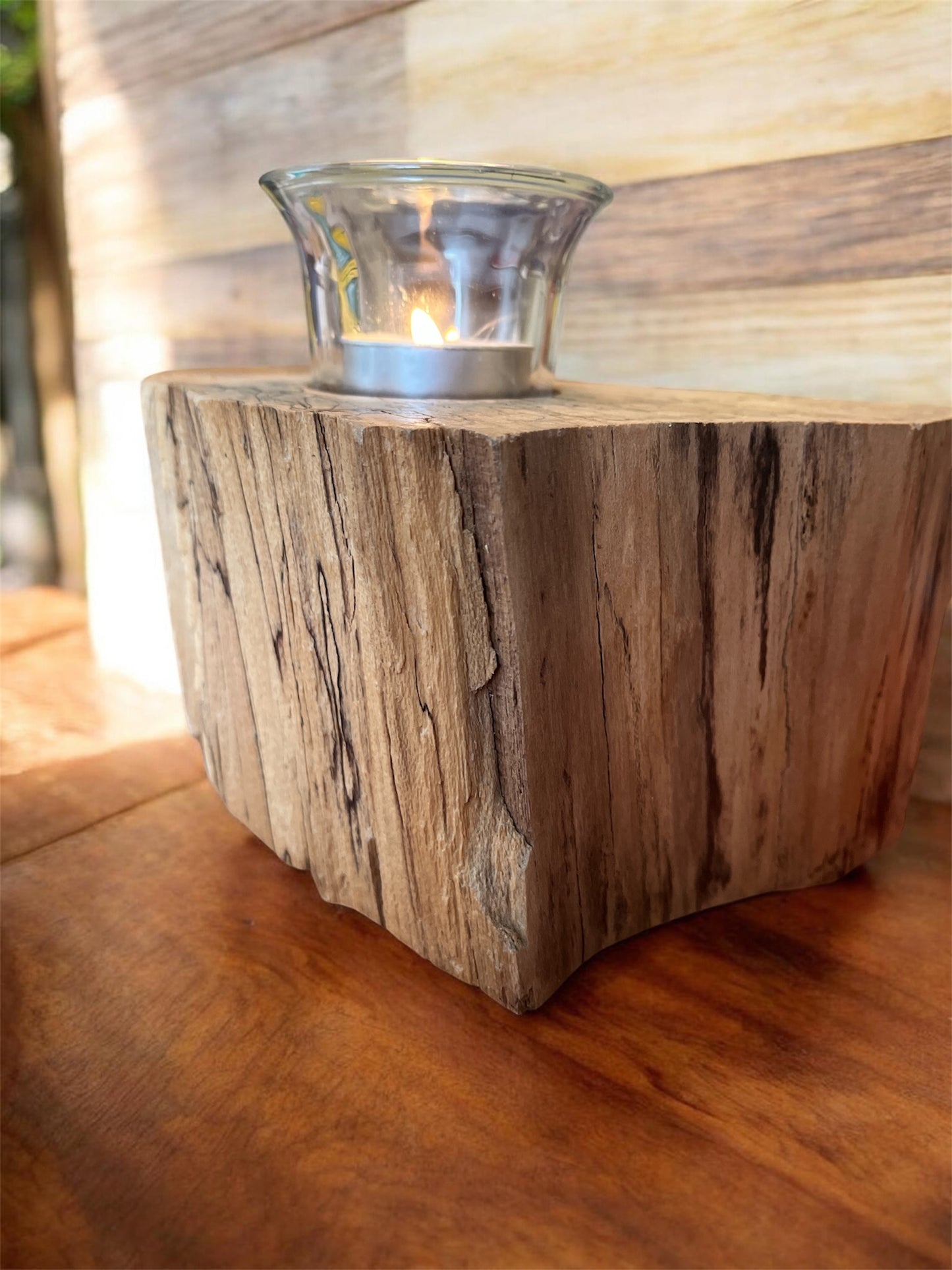 Spalted Maple Wooden Candle/Succulent Holder
