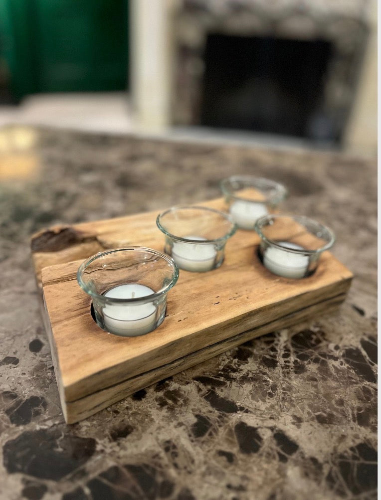 Oak Candle/Succulent Holder