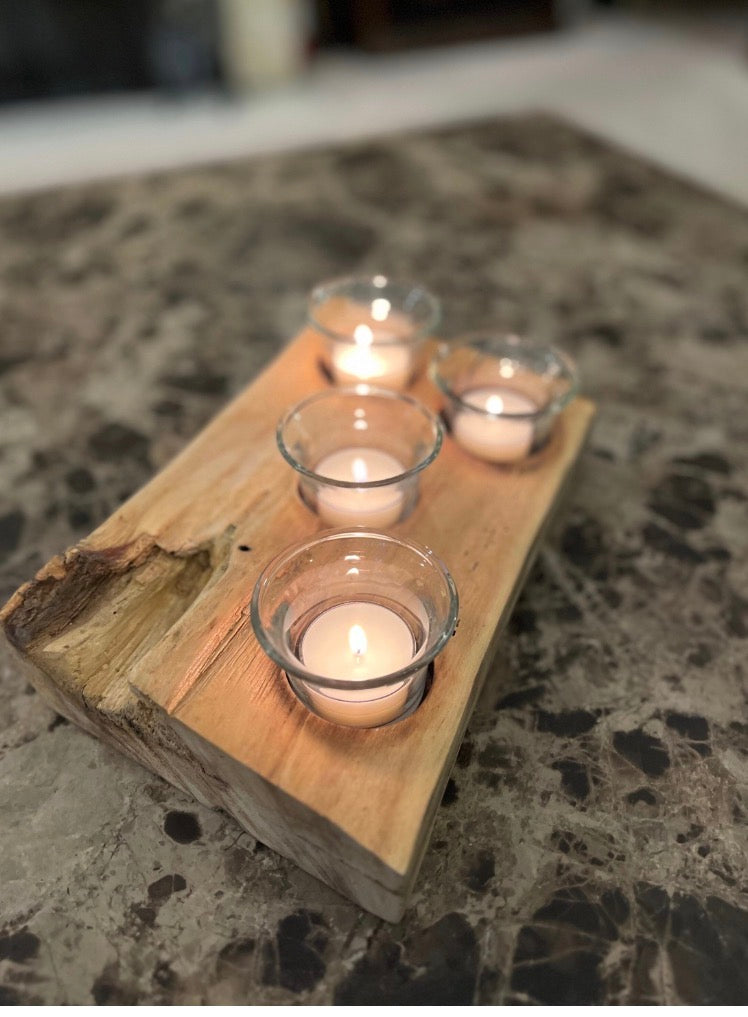 Oak Candle/Succulent Holder