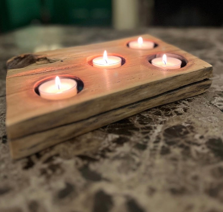 Oak Candle/Succulent Holder
