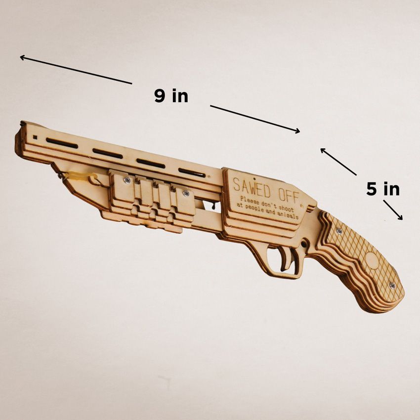 3D Wooden Rubber Band Shotgun Puzzle