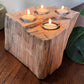 Oak Candle And Succulent Holder