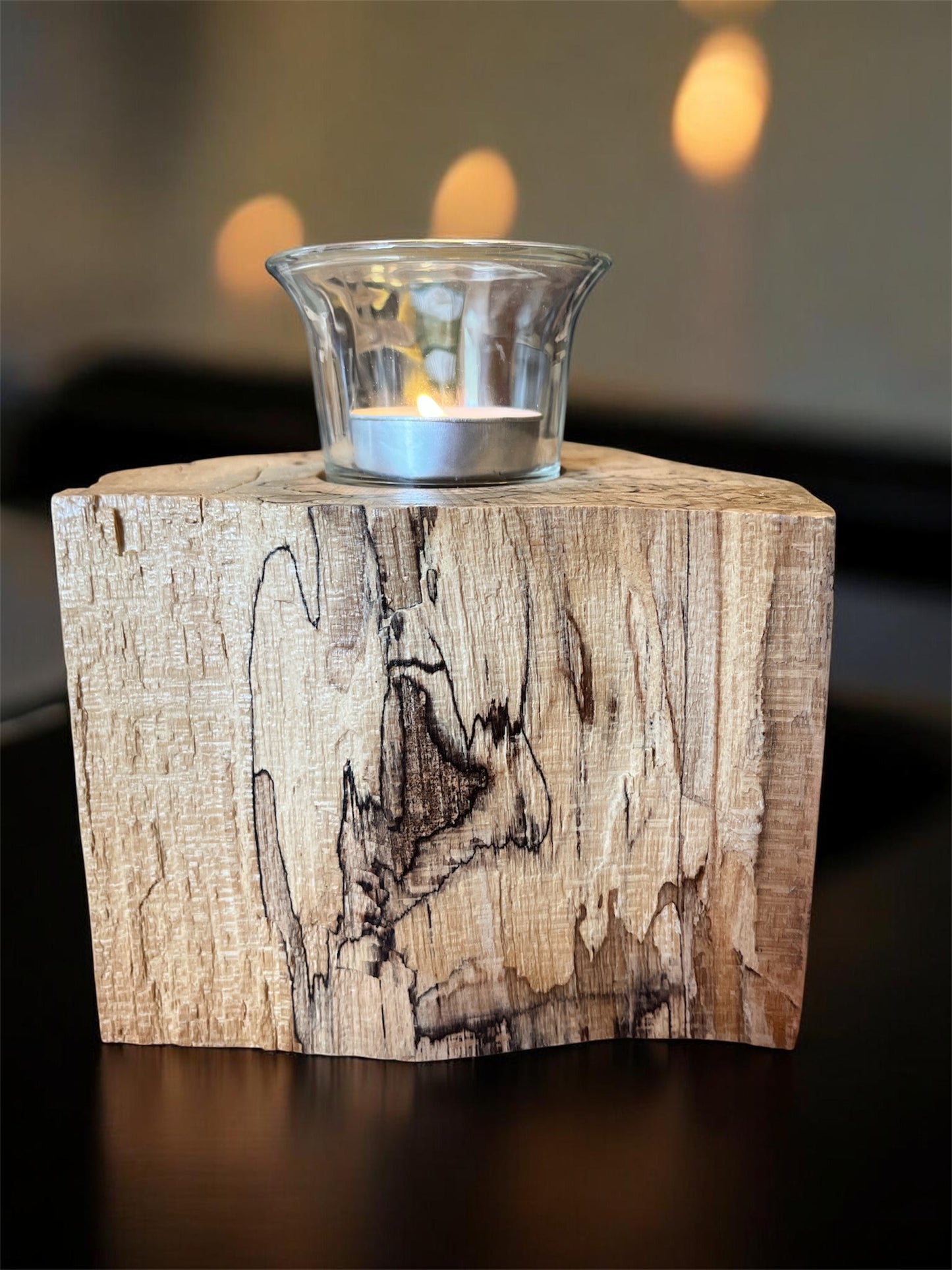 Spalted Maple Wooden Candle Holder/Succulent Planter
